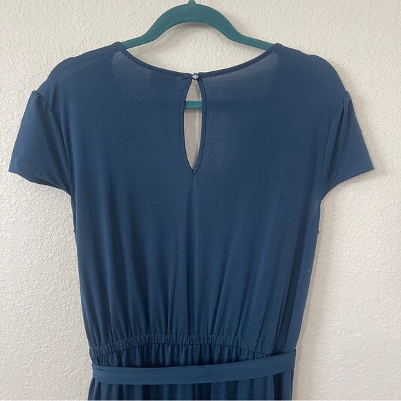Lularoe Karen Baltic Blue jumpsuit. V neck. Detachable belt. Size small. - Picture 5 of 6